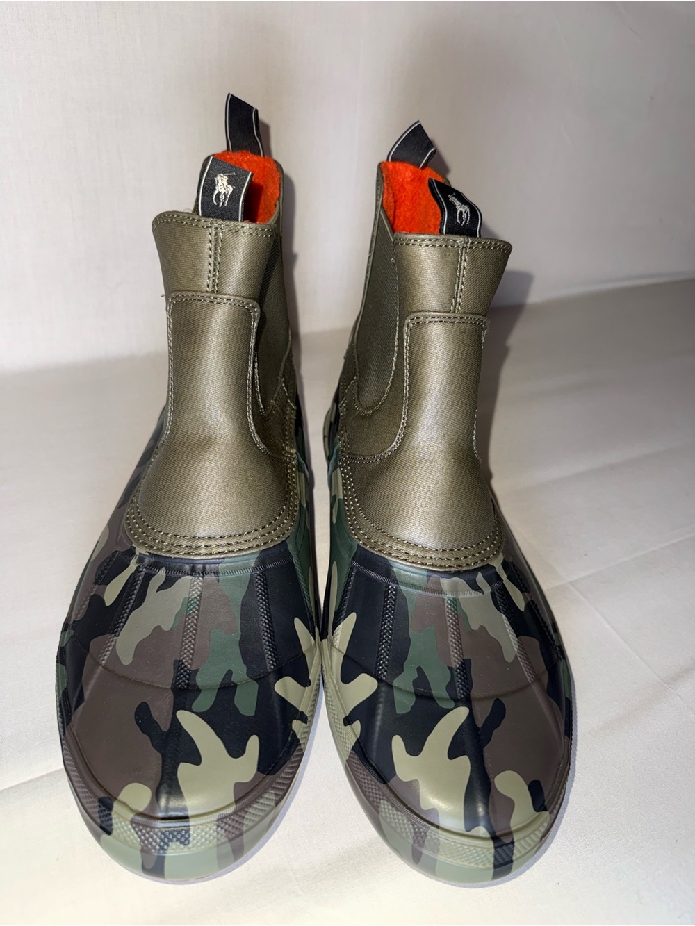 Polo by Ralph Lauren Men's Olive Camo Rain & Snow Boots with Orange Lining